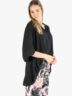 Miss E Co Camicia da donna oversize a maniche corte linea curvy