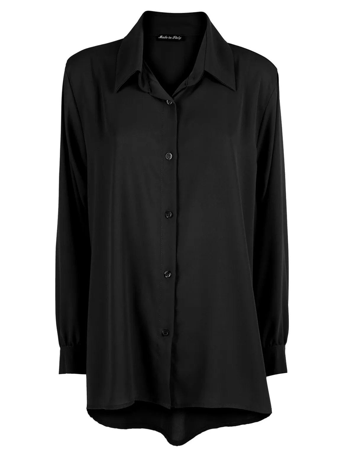 Miss E Co Camicia donna a maniche lunghe linea curvy - nero