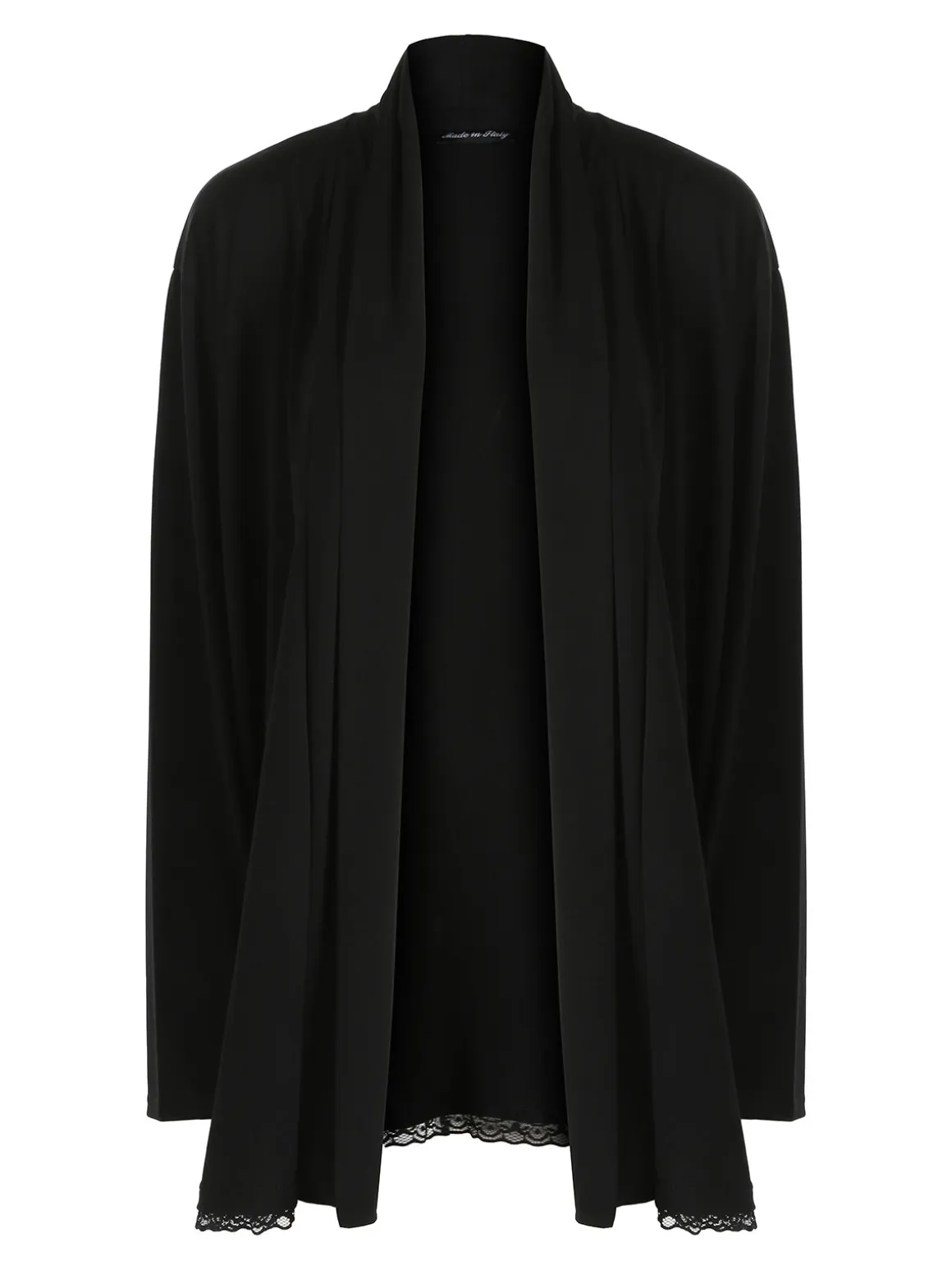 Miss E Co Cardigan donna a maniche lunghe con bordo finale in pizzo linea curvy - nero