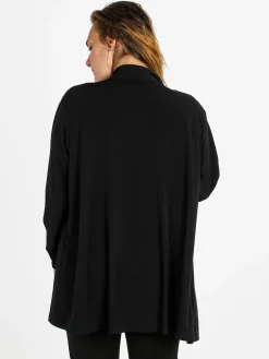 Miss E Co Cardigan donna aperto linea curvy - nero