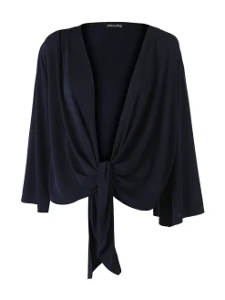 Miss E Co Coprispalle donna annodato con maniche corte a campana linea curvy - blu scuro