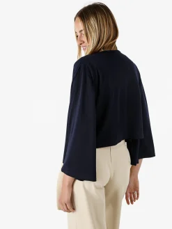 Miss E Co Coprispalle donna annodato con maniche corte a campana linea curvy - blu scuro