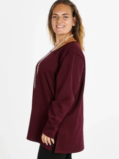 Miss E Co Maglia donna con spalline imbottite linea curvy - bordeaux