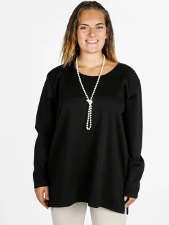 Miss E Co Maglia donna con spalline imbottite linea curvy - nero