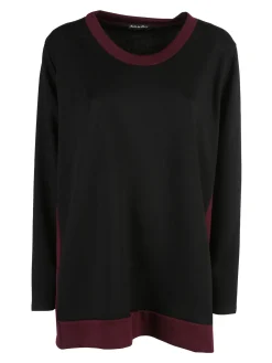Miss E Co Maglia donna girocollo bicolore linea curvy - nero