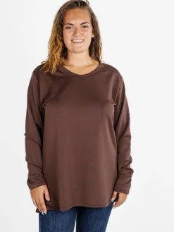 Miss E Co Maglia donna girocollo linea curvy - marrone