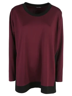Miss E Co Maglia donna girocollo bicolore linea curvy - bordeaux