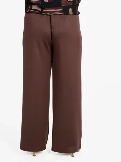 Miss E Co Pantaloni donna a gamba larga linea curvy - marrone