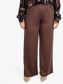 Miss E Co Pantaloni donna a gamba larga linea curvy - marrone