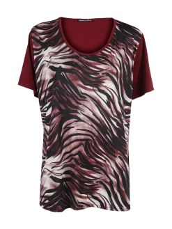 Miss E Co Set donna 2 pezzi con cardigan e t-shirt linea curvy - bordeaux