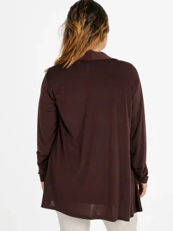 Miss E Co Set donna 2 pezzi con cardigan e t-shirt linea curvy - moro