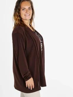 Miss E Co Set donna 2 pezzi con cardigan e t-shirt linea curvy - moro