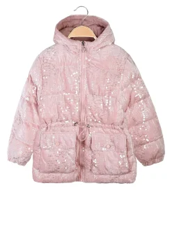 Miss & Girls Giubbotto da bambina con paillettes e cappuccio - rosa