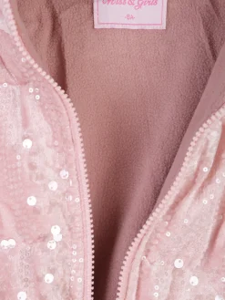 Miss & Girls Giubbotto da bambina con paillettes e cappuccio - rosa