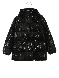 Miss & Girls Giubbotto da bambina con paillettes e cappuccio - nero