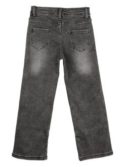 Miss & Girls Jeans da bambina a gamba larga con strass - nero