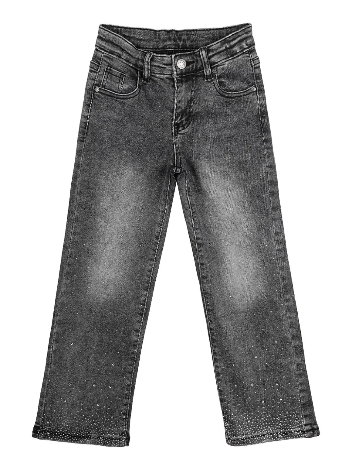 Miss & Girls Jeans da bambina con strass sul finale - nero