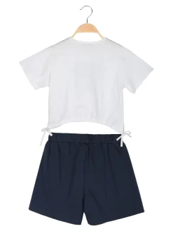 Miss Image Completo da ragazza 2 pezzi con t-shirt crop e shorts con strass