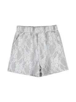 Miss Image Completo 2 pezzi da bambina con t-shirt e shorts ricamati - bianco