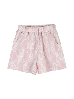 Miss Image Completo 2 pezzi da bambina con t-shirt e shorts ricamati - cipria