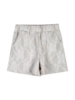 Miss Image Completo 2 pezzi da bambina con t-shirt e shorts ricamati - beige