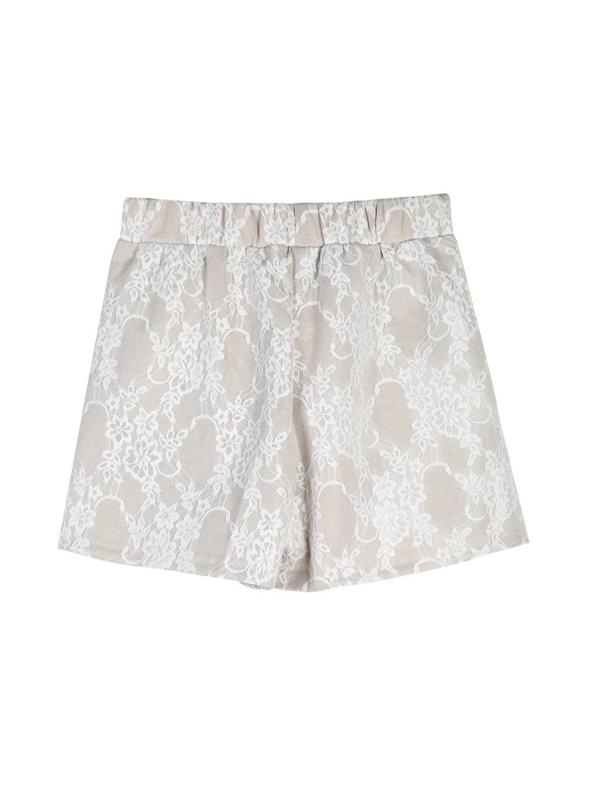 Miss Image Completo 2 pezzi da bambina con t-shirt e shorts ricamati - beige