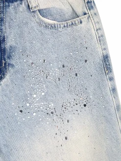 Miss Image Jeans da bambina wide leg con strass - jeans