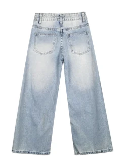 Miss Image Jeans da bambina wide leg con strass - jeans