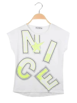 Miss Image T-shirt con scritte e paillettes
