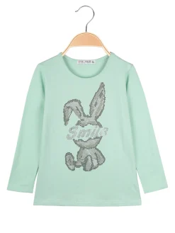 Miss Image T-shirt da bambina a maniche lunghe con strass - acqua marina