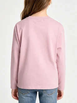 Miss Image T-shirt da bambina a maniche lunghe con stampa - rosa