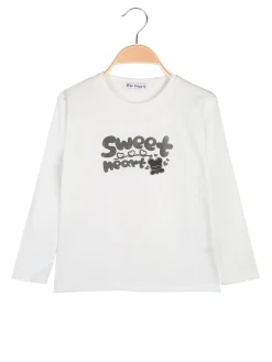 Miss Image T-shirt da bambina a maniche lunghe con stampa - bianco