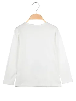 Miss Image T-shirt da bambina a maniche lunghe con strass - bianco