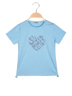 Miss Image T-shirt da bambina con strass e scritta glitter