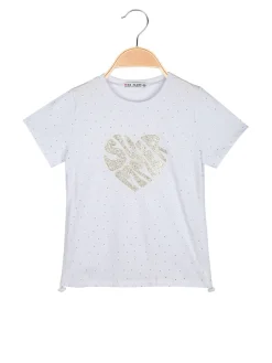 Miss Image T-shirt da bambina con strass e scritta glitter