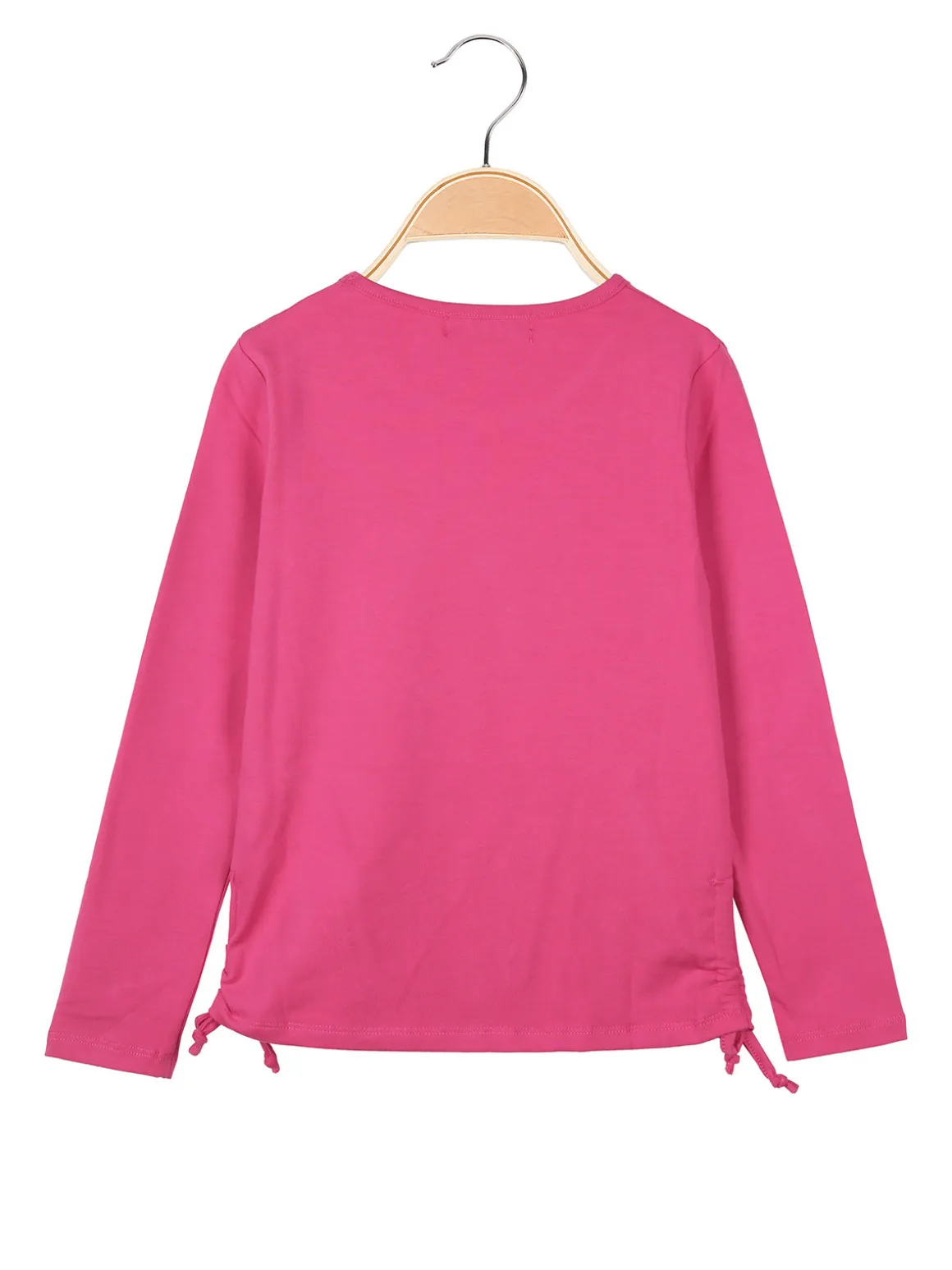 Miss Image T-shirt da ragazza a maniche lunghe con arricciature e stampa - fuxia