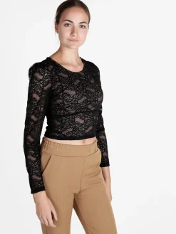 Miss Kimery Top donna in pizzo a maniche lunghe