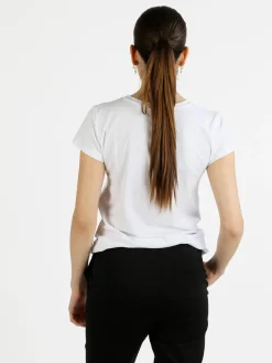 Miss Kiss T-shirt donna fiore con strass colorati