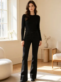 Miss Natalie Pantaloni jeans donna push-up a zampa - nero