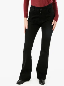 Miss Natalie Pantaloni jeans donna push-up a zampa - nero