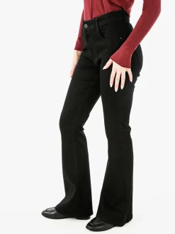 Miss Natalie Pantaloni jeans donna push-up a zampa - nero