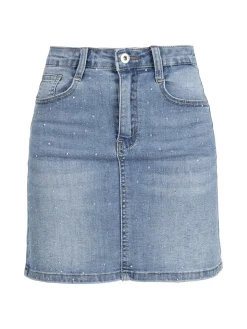 Miss Sister Gonna in jeans da donna con piccole borchie