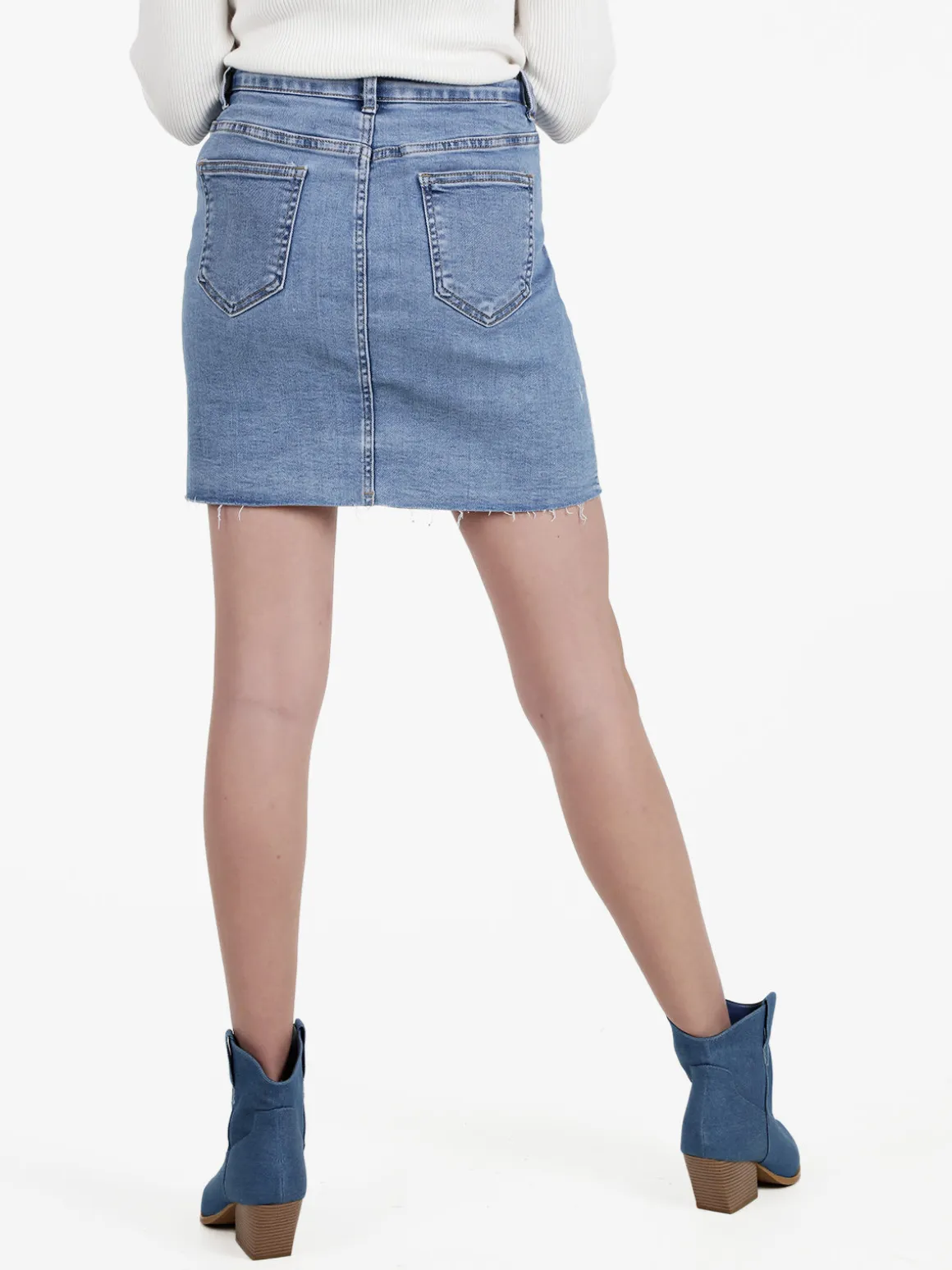 Miss Sister Gonna in jeans da donna con bottoni e strass