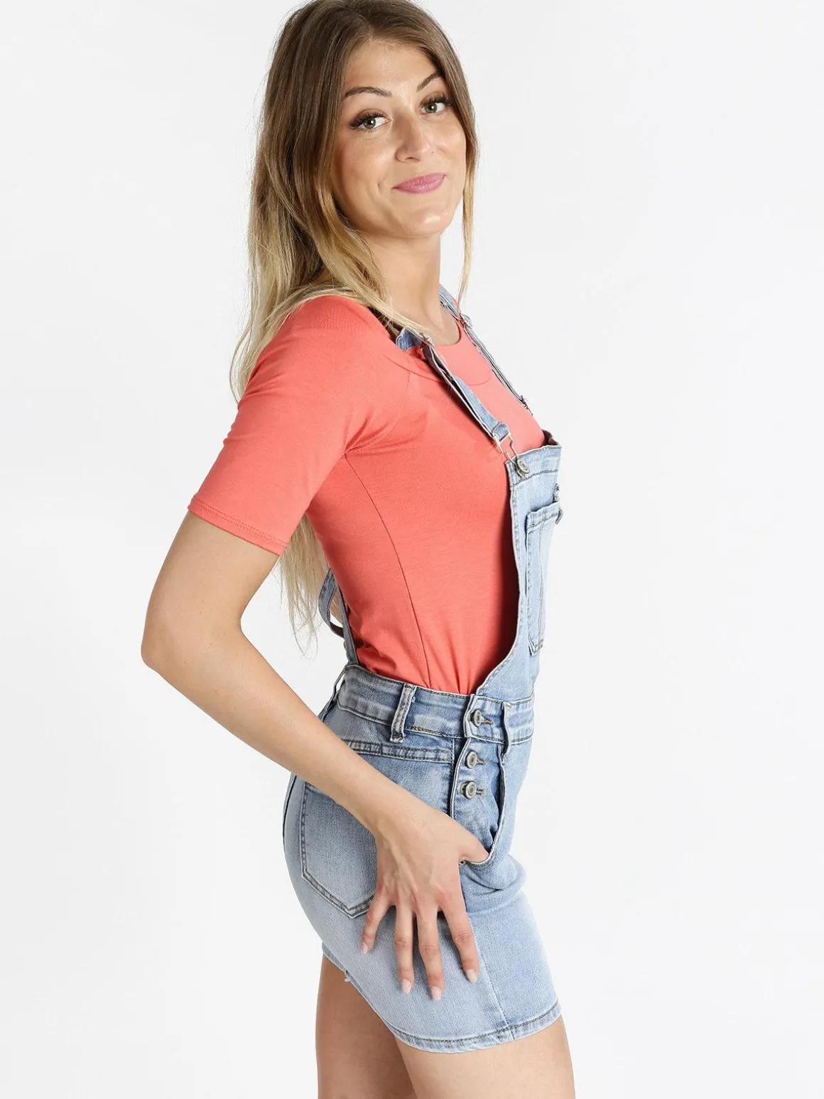 Miss Two Salopette in jeans con gonna