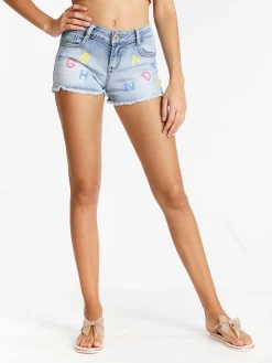 Miss Two Shorts jeans con stampa lettere