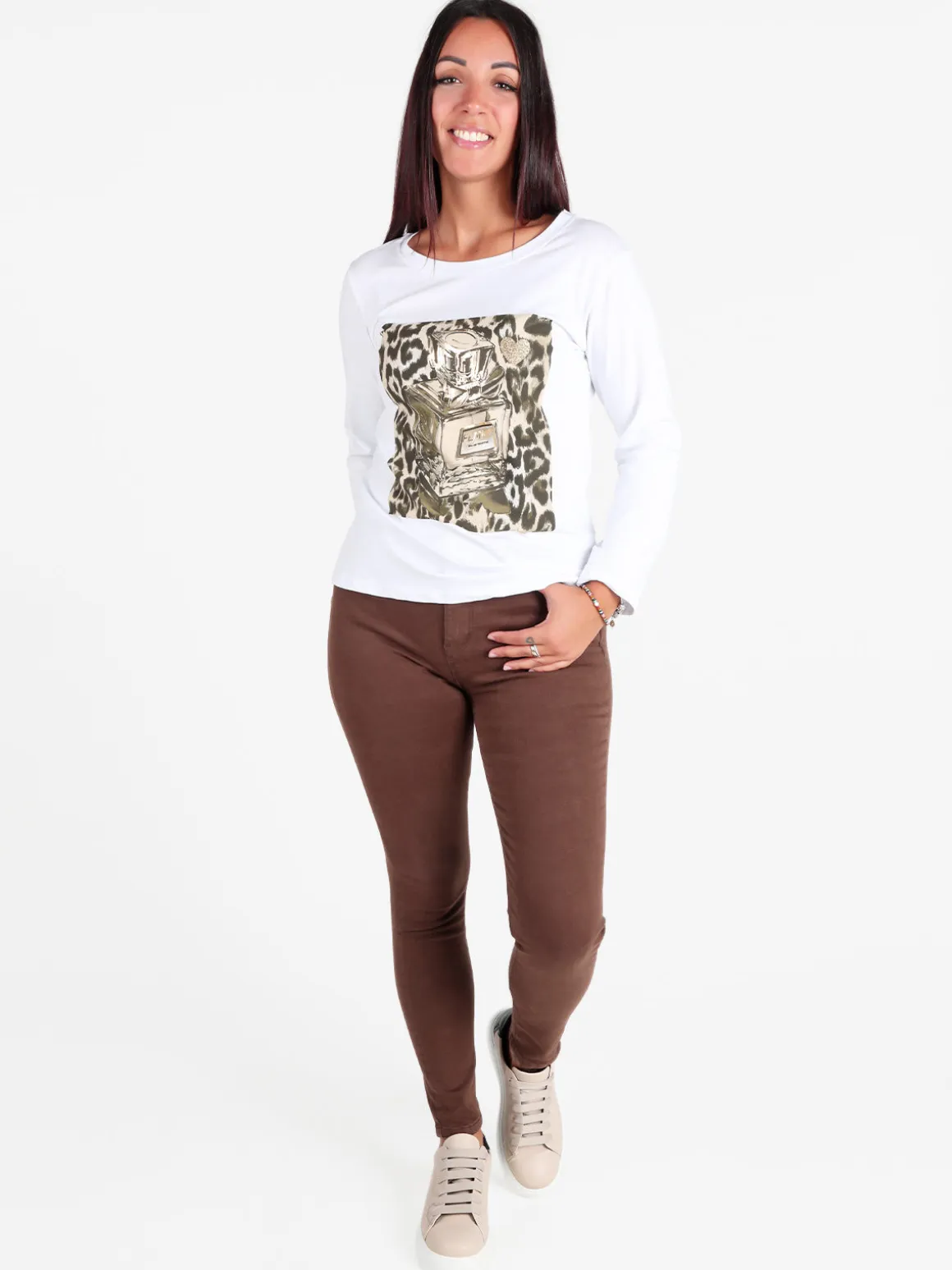 Mitica&Co. T-shirt donna a maniche lunghe in cotone