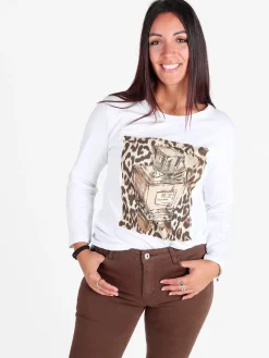 Mitica&Co. T-shirt donna a maniche lunghe in cotone