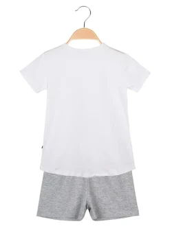 Mix'N Match T-shirt con stampa disegni e strass + shorts completo in cotone estivo