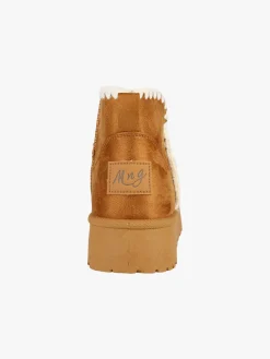 M.N.G. Collection Stivaletti donna scamosciati con platform e fodera in ecopelliccia - cammello