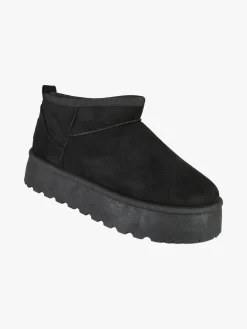 M.N.G. Collection Stivaletti donna scamosciati con platform e fodera in ecopelliccia - nero